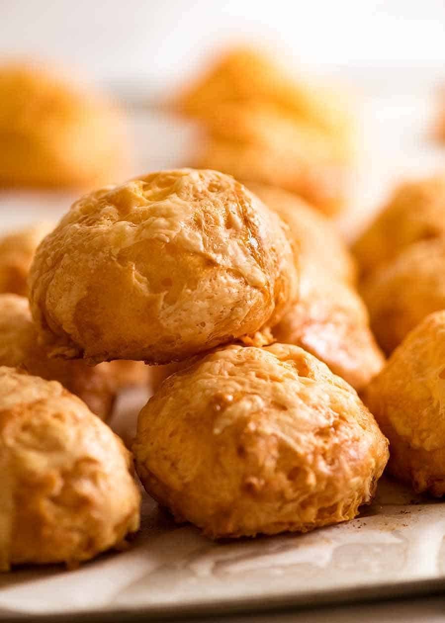 Warm Gougères with golden cheese topping