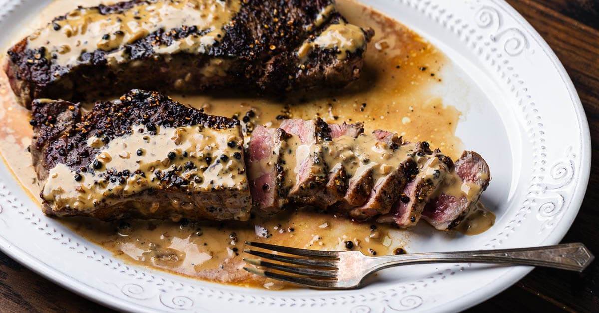Steak au Poivre with cognac pepper sauce