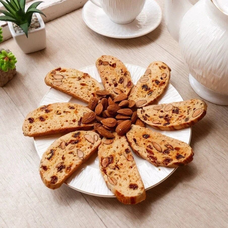 Fekkas sliced almond and raisin Moroccan biscotti