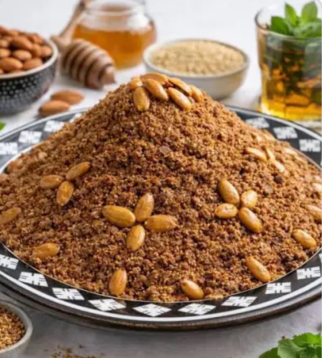 Sellou Moroccan toasted flour and nut sweet